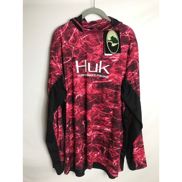 Huk Performance Fishing Ladies Large Longsleeve Shirt NWT Blue Water Print Gray